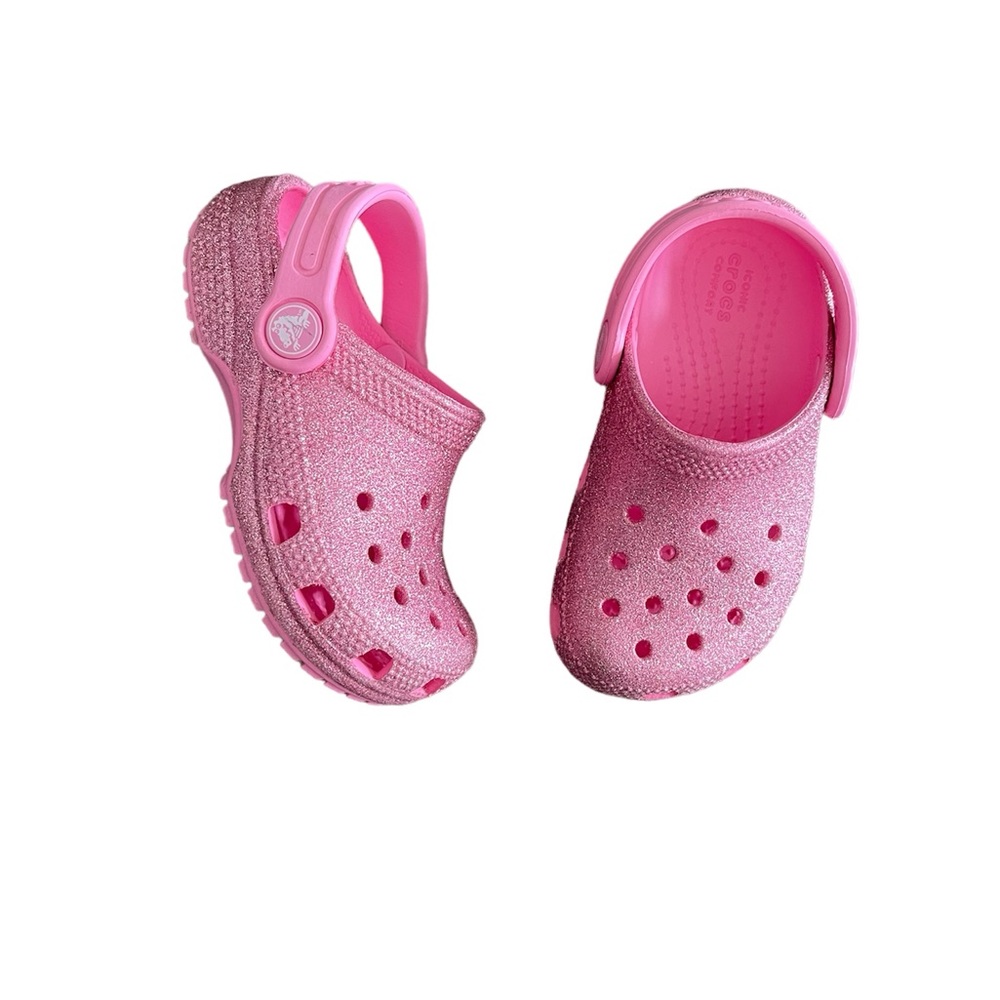 Crocs Pink Glitter Glittery Sparkles 💖 Sandals Clogs Waterproof Shoes For Girls